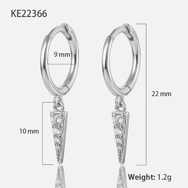 S925 Sterling Silver Clear Cubic Zirconia Triangle Hoop Earrings High-end Ear Jewelry