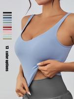 Women's Solid Color Sports Vest, High Stretch Breathable Comfortable Sports Tank Top, Ladies Sportswear for Indoor Outdoor We...