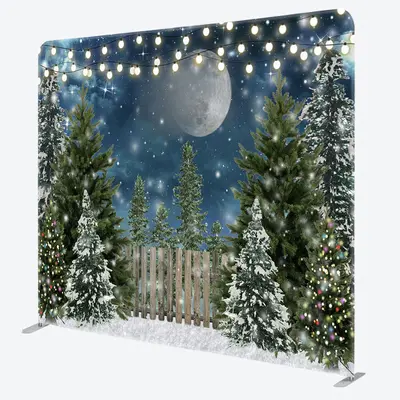 Aperturee Winter Christmas Tree Night Pillow Case Backdrop - Aperturee