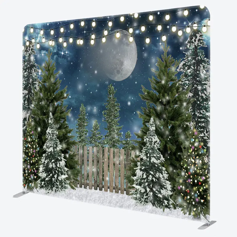 Aperturee Winter Christmas Tree Night Pillow Case Backdrop - Aperturee