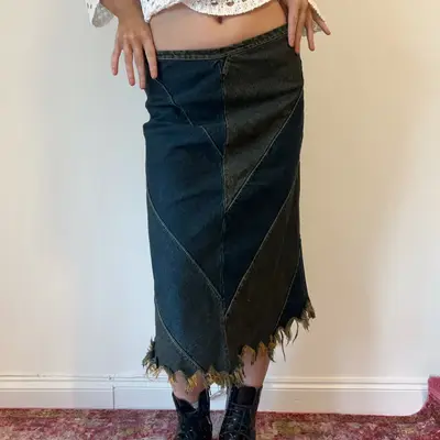 Unbranded Denim Skirt - 28W UK 8 Blue Cotton