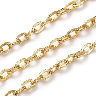 Brass Textured Oval Link Chains