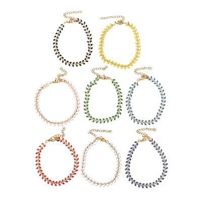 Enamel Ear of Wheat Link Chains Bracelet