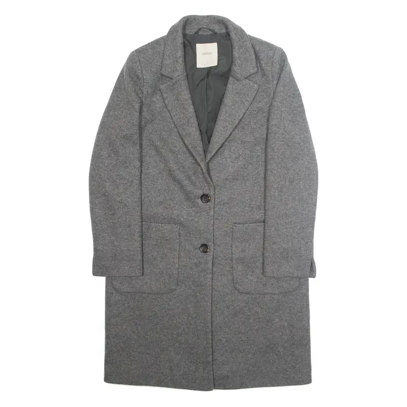ESPIRIT Mens Overcoat Jacket Grey Wool M