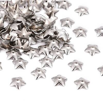 Tarnish Resistant 5-Petal Flower Smooth Surface 304 Stainless Steel Bead Caps