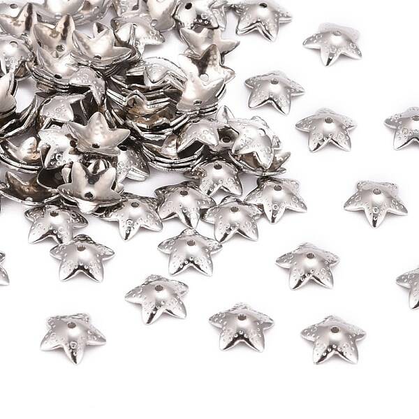 Tarnish Resistant 5-Petal Flower Smooth Surface 304 Stainless Steel Bead Caps