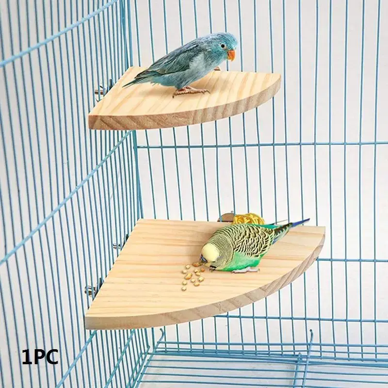 Wooden Bird Perch, Fan Shaped Bird Stand, Claw Grinding and Gnawing Rest Platform for Parrot (1 Count)