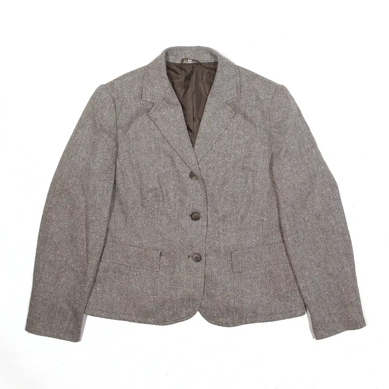 Blazer Jacket Brown 70s Chevron Womens L