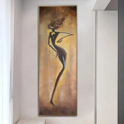 Large Original Figurative Oil Paintings On Canvas Modern Brown Abstract Painting Creative Female Abstract Artwork Unique Text...
