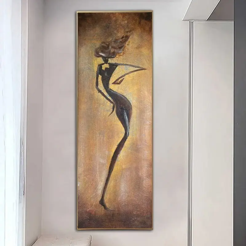 Large Original Figurative Oil Paintings On Canvas Modern Brown Abstract Painting Creative Female Abstract Artwork Unique Text...