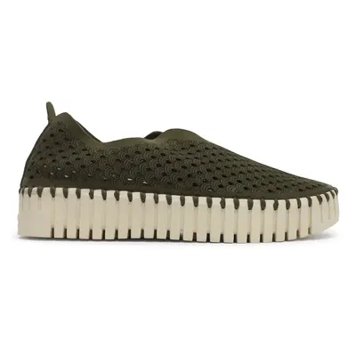 Ilse Jacobsen Tulip 3373 Textile Women's Slip On Shoes - Deep Olive - Size:US 7 Women