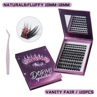 [ONE BOX]DORMI Self Adhesive Eyelashes Clusters, No Glue Lash Clusters8-14mm、10-18mm Wispy & Natural Cluster Lashes, No Ban...