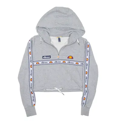 ELLESSE Cropped 1/4 Zip Pullover Jacket Grey Womens UK 4