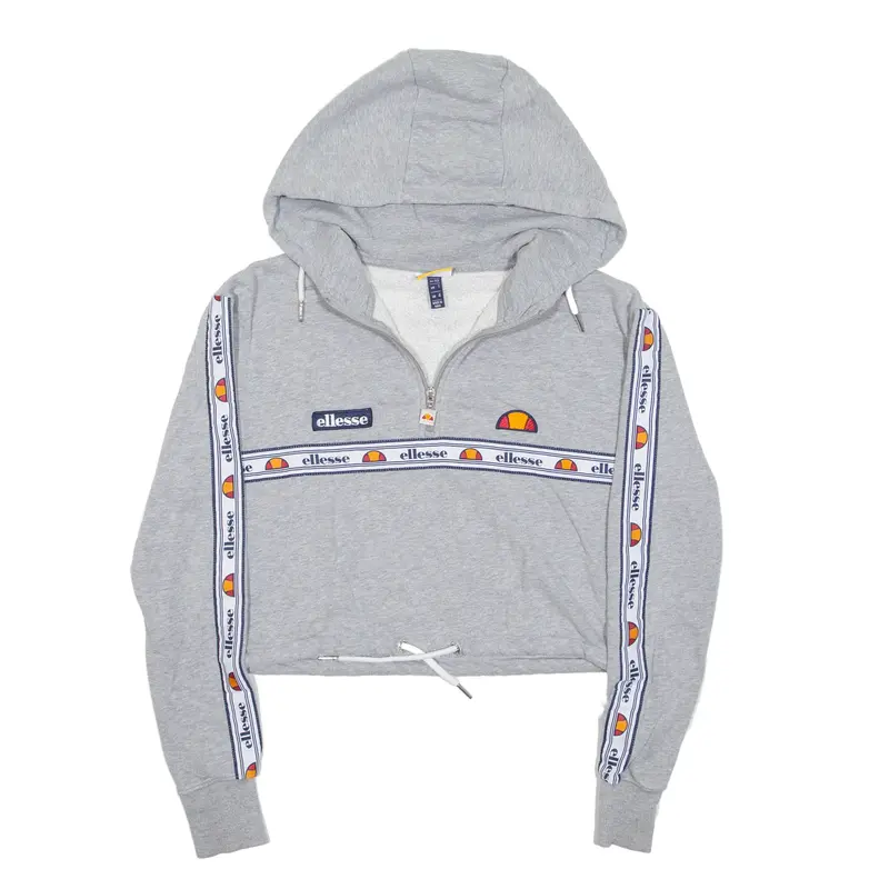 ELLESSE Cropped 1/4 Zip Pullover Jacket Grey Womens UK 4