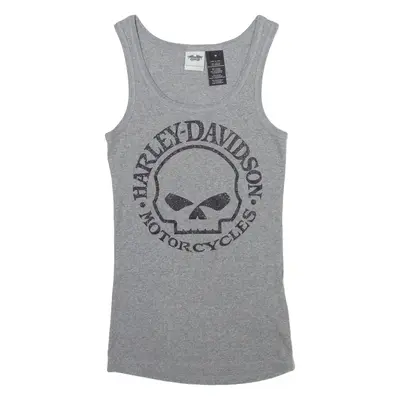 HARLEY DAVIDSON Womens Biker Vest Grey Sleeveless USA M