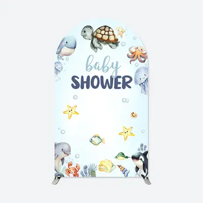 Aperturee Sea Animal Baby Shower Double Sided Arch Backdrop | Custom Arched Wall Covers | Circle Arch Backdrop Diy | Chiara A...