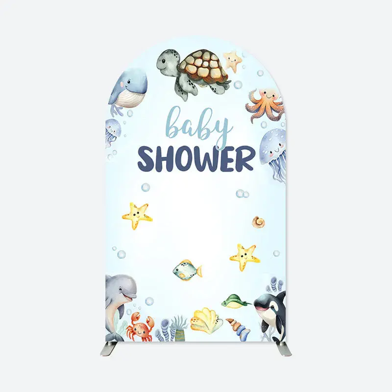 Aperturee Sea Animal Baby Shower Double Sided Arch Backdrop | Custom Arched Wall Covers | Circle Arch Backdrop Diy | Chiara A...
