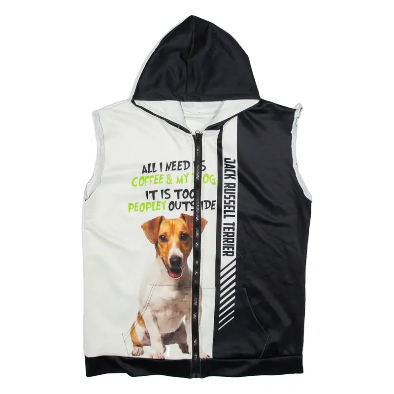 Jack Russell Hooded Mens Jersey Black Sleeveless XL