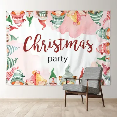 Aperturee Santa Dolls Pink Theme Christmas Party Backdrop