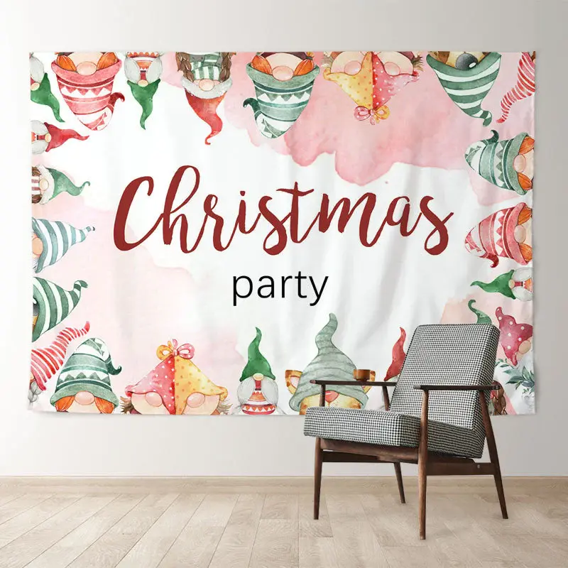 Aperturee Santa Dolls Pink Theme Christmas Party Backdrop