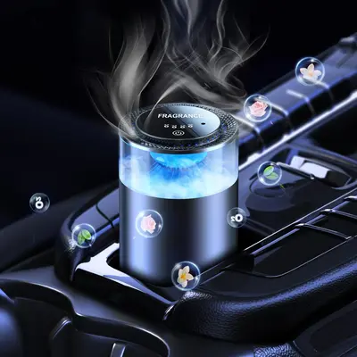 Smart Car Air Freshener, Rechargeable Essential Oil Diffuser with RGB Ambient LED Light, Auto On/Off Air Freshener for Vehicl...