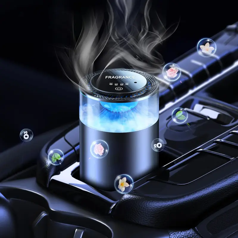Smart Car Air Freshener, Rechargeable Essential Oil Diffuser with RGB Ambient LED Light, Auto On/Off Air Freshener for Vehicl...