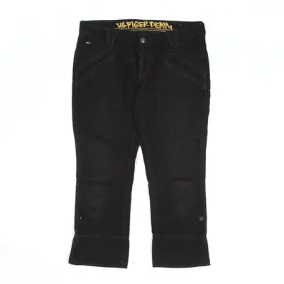 TOMMY HILFIGER Cropped Trousers Black Regular Straight Womens W29 L22