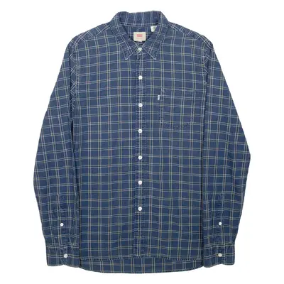 LEVI'S Mens Shirt Blue Check Long Sleeve S