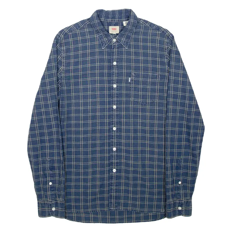 LEVI'S Mens Shirt Blue Check Long Sleeve S