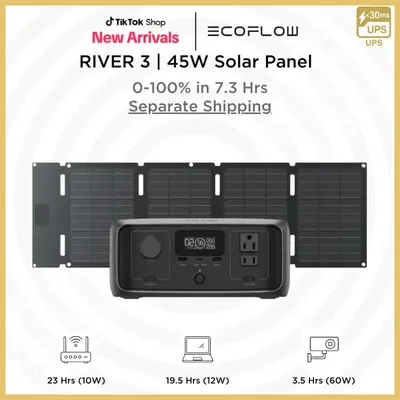 [Separate Shipping]  RIVER 3, 230Wh, 300W Up to 600W, EF ECOFLOW Solar Generator Portable Power Station LiFePO4 Battery, Up t...