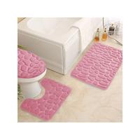 Ultra-Soft 3-Piece Memory Sponge Bath Mat Set - Pebble Embossed, Anti-Slip, Water Absorbent And Machine Washable, Ultimate Lu...