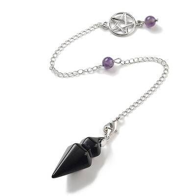 Natural Obsidian Pointed Dowsing Pendulums