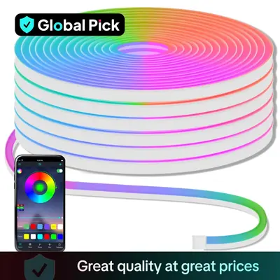RGB-IC Neon Light Strip, 1 Count Flexible LED Neon Light Strip, Music Sync Ambient Light, TV LED Backlight, Party Decor, Chri...