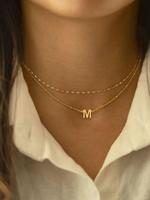 Simple Letter Detail Gold Pendant Necklace & Chain Necklace Set, Fashion Jewelry for Party, Daily Decor, Trendy All-match & E...