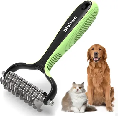 Pet Grooming Supplies - Staltwo 2-in-1 Professional Undercoat Rake and Pet Brush | Shedding Control for Long Haired Dogs and ...