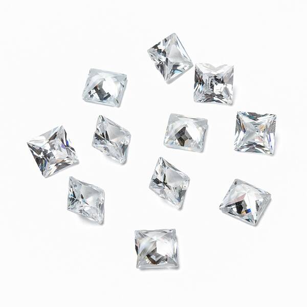 Square Shaped Cubic Zirconia Pointed Back Cabochons