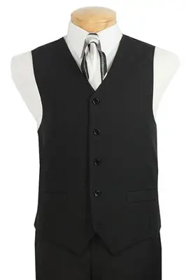 Black Poplin Men's Suit & Tuxedo Vest - Elegant Formal Wear