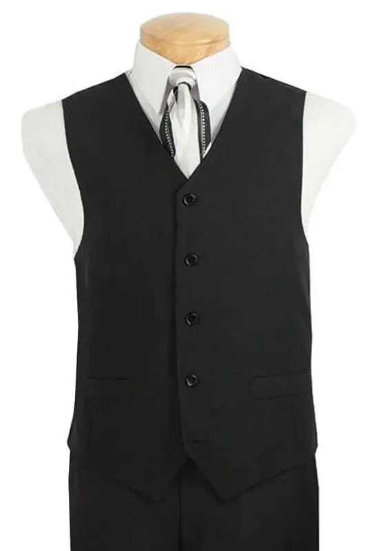 Black Poplin Men's Suit & Tuxedo Vest - Elegant Formal Wear