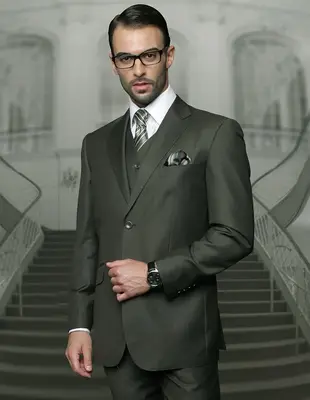 Statement Big & Tall Mens 100% Wool 3 Piece Fashion Suit