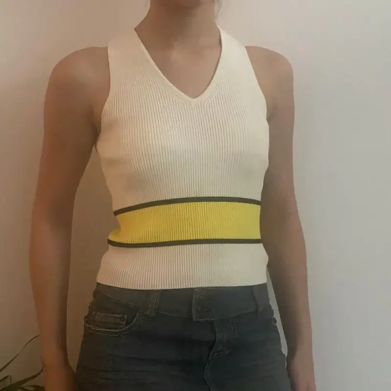 Twinset V-neck Top - Small White Cotton Blend