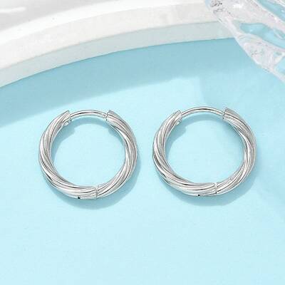 304 Stainless Steel Twist Hoop Earrings for Women