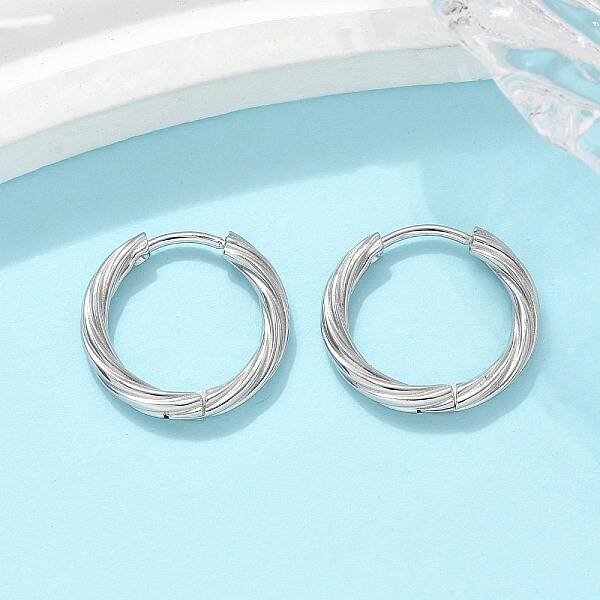 304 Stainless Steel Twist Hoop Earrings for Women