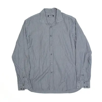 DKNY Grey Striped Long Sleeve Shirt Womens L