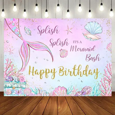 Aperturee Its A Mermaid Sea Theme Happy Birthday Backdrop