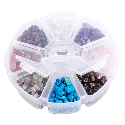 About 800 Pcs 8 Styles Chip Gemstone Beads Crushed Pieces Stone Length 4-12mm for Jewelry Making