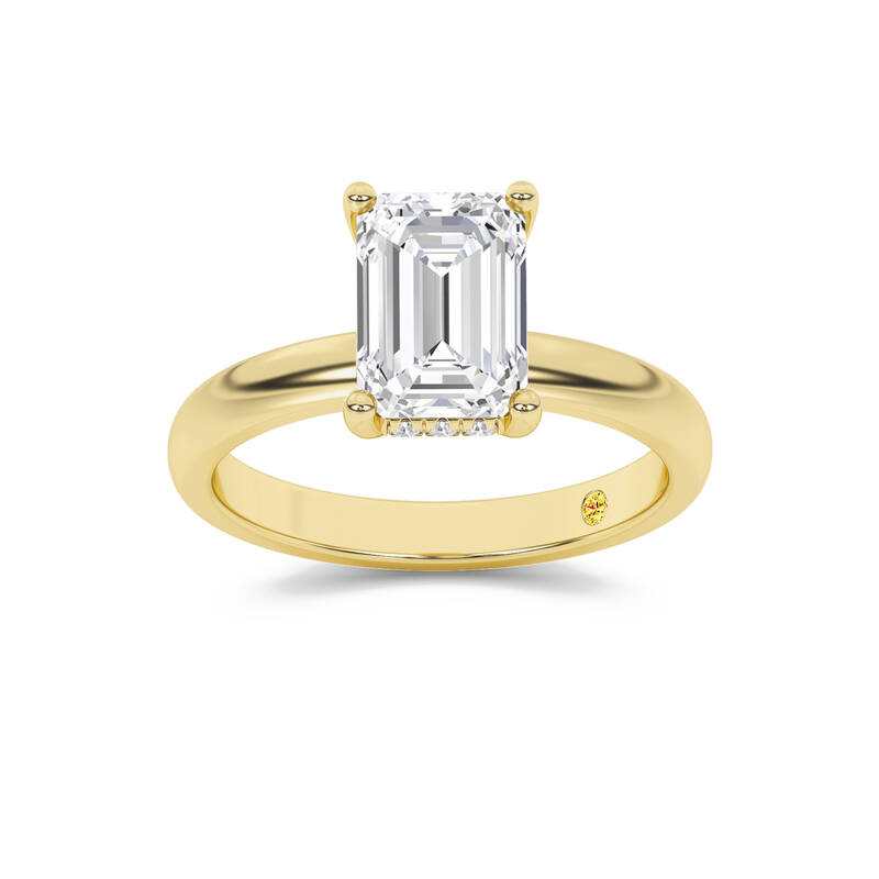 Firefly Hidden Halo Emerald Cut Lab Grown Diamond Engagement Ring | 10K Yellow Gold 3 1/10 CT. TW.