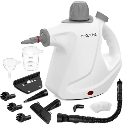 Multi-Surface Handheld Steam Cleaner with 11-Pieces Accessories, 15.2OZ All Natural Pressurized Steamer for Cleaning, Multipu...