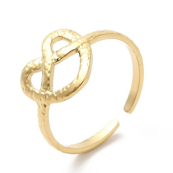 304 Stainless Steel Hollow Heart Open Cuff Ring for Women