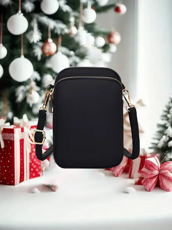 Women's Solid Color/cartoon Print Zipper Crossbody Bag, Fashionable Phone Wallet Bag for Daily Use, Casual Mini Coin Purse Sh...