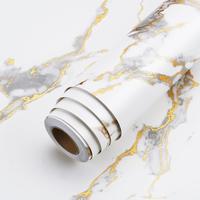Thick White Marble Contact Paper for Countertops Waterproof Contact Paper Peel and Stick for Cabinets Removable Matte Gold Gr...